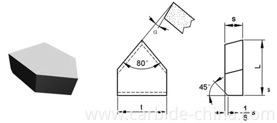 drawing of brazed tip type E